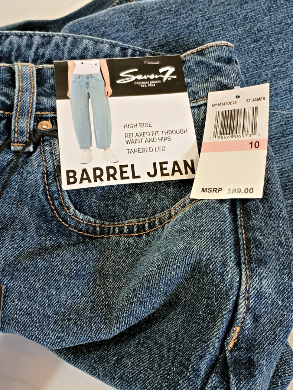NEW! SEVEN 7 ST JAMES BARREL ANKLE JEANS SZ 10 - Picture 3 of 6